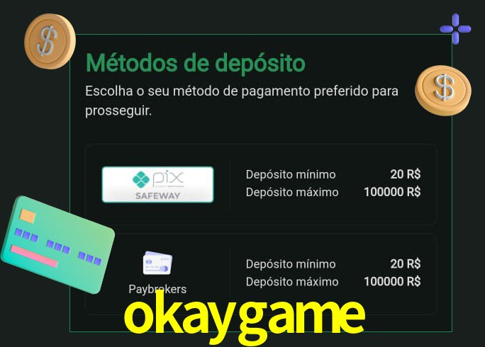 O cassino okaygame oferece uma grande variedade de métodos de pagamento